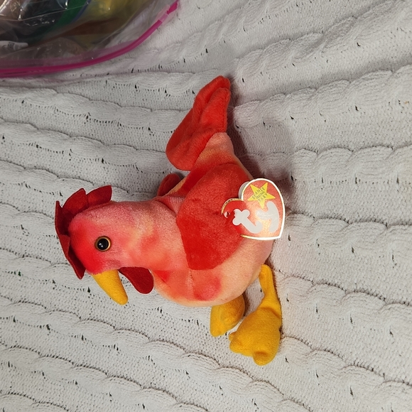 🕸Vintage Ty Beanie Baby Strut The Tie Dye Rooster 1996 P.E. Pellets - Picture 2 of 12